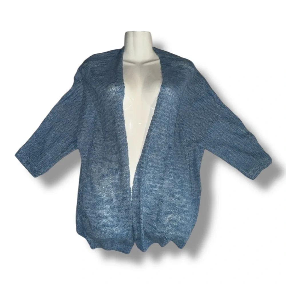 Old Navy NWT Ancient Mariner Blue Slub Knit Open Cardi 3/4 Sleeve Lightweight L - Picture 2 of 16